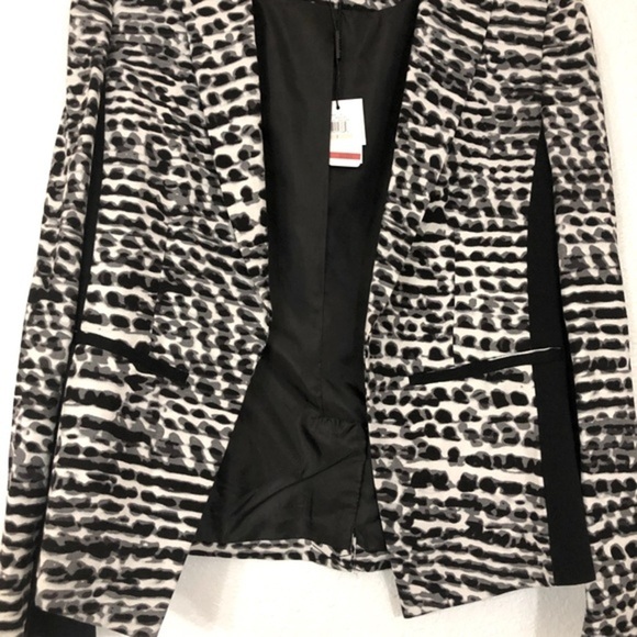 Calvin Klein black white colorblock‎ abstract print blazer size 2 brand new - Picture 3 of 16